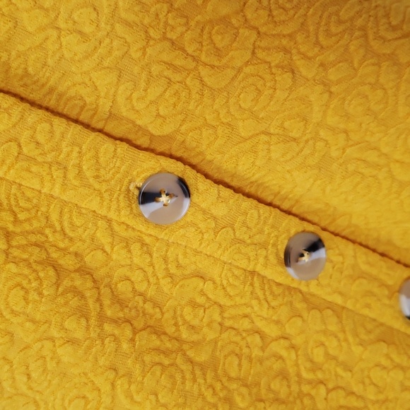 Modcloth yellow textured v-neck button donw tunic dress with  ruffle M - Picture 3 of 7